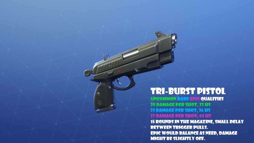 Fortnite Battle Royale Tri-Burst Pistol Weapon Concept