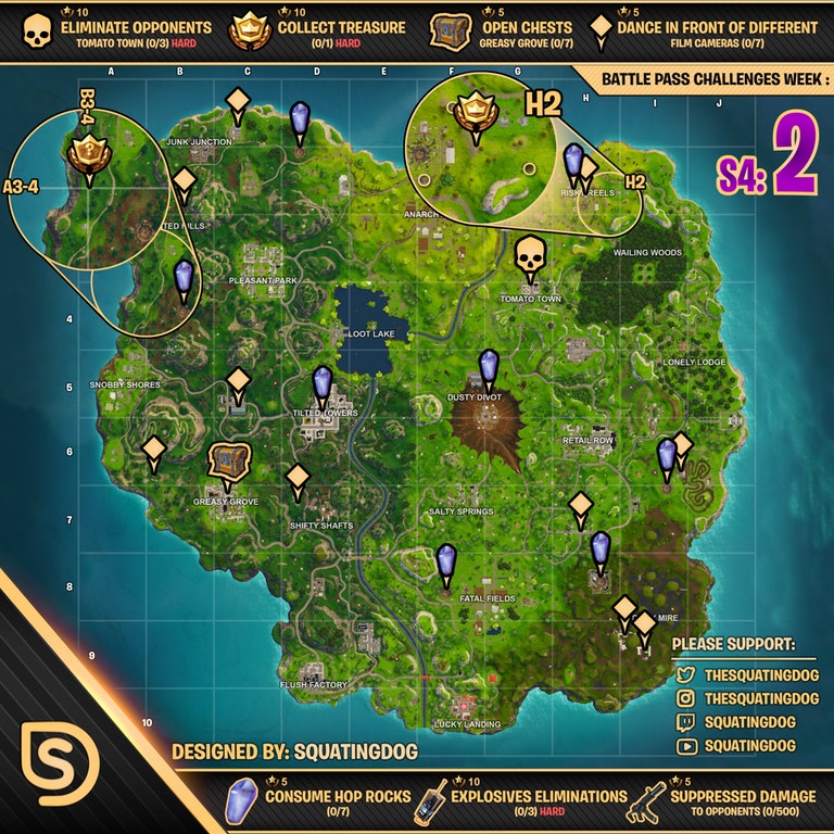 Cheat Sheet for Fortnite Battle Royale Season 4, Week 2
