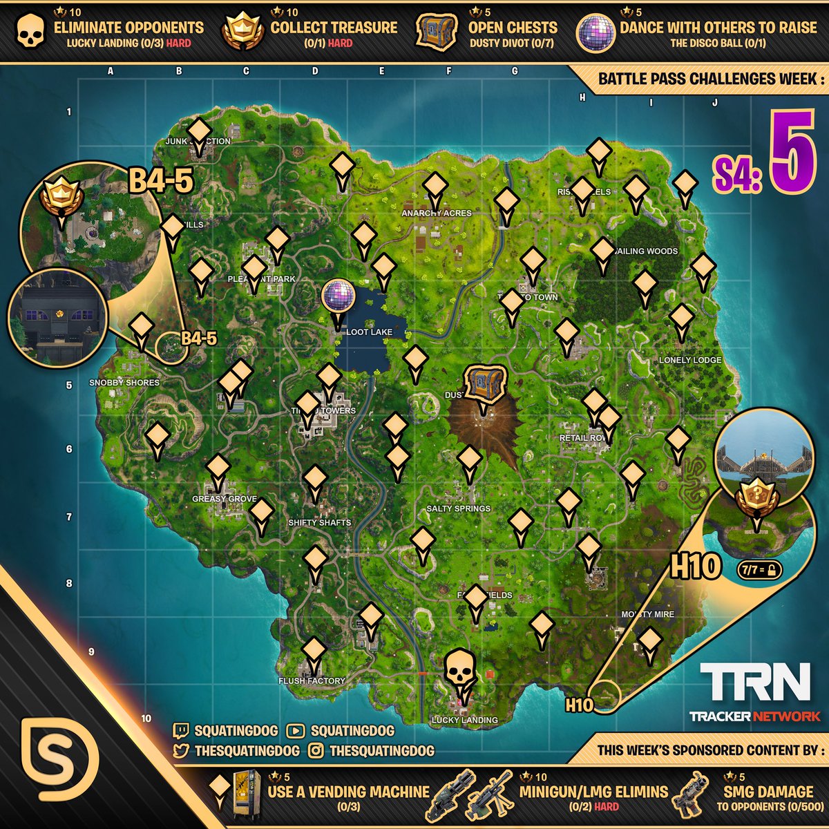 Cheat Sheet for Fortnite Battle Royale Season 4, Week 5