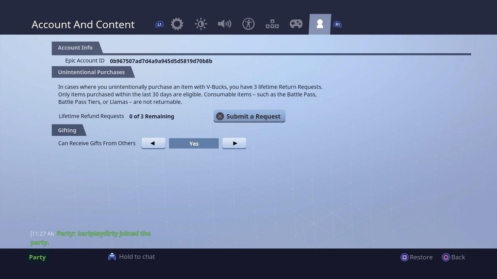 Fortnite Gifting