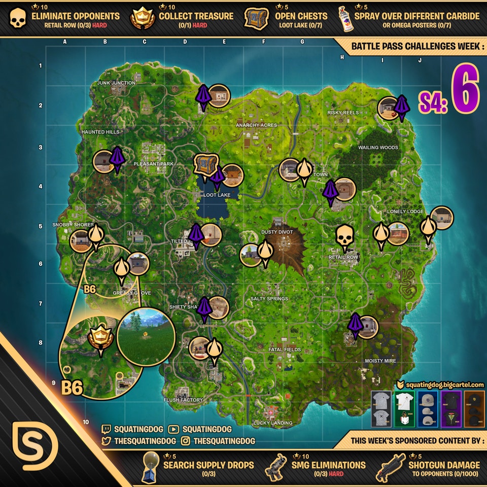 Fortnite Battle Royale Season 4, Week 6 Cheat Sheet