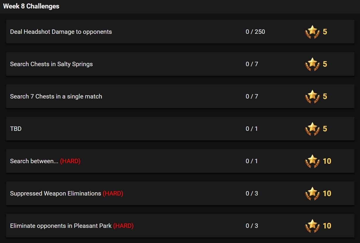 Fortnite Battle Royale Season 4 Week 8 Leaked Challenges