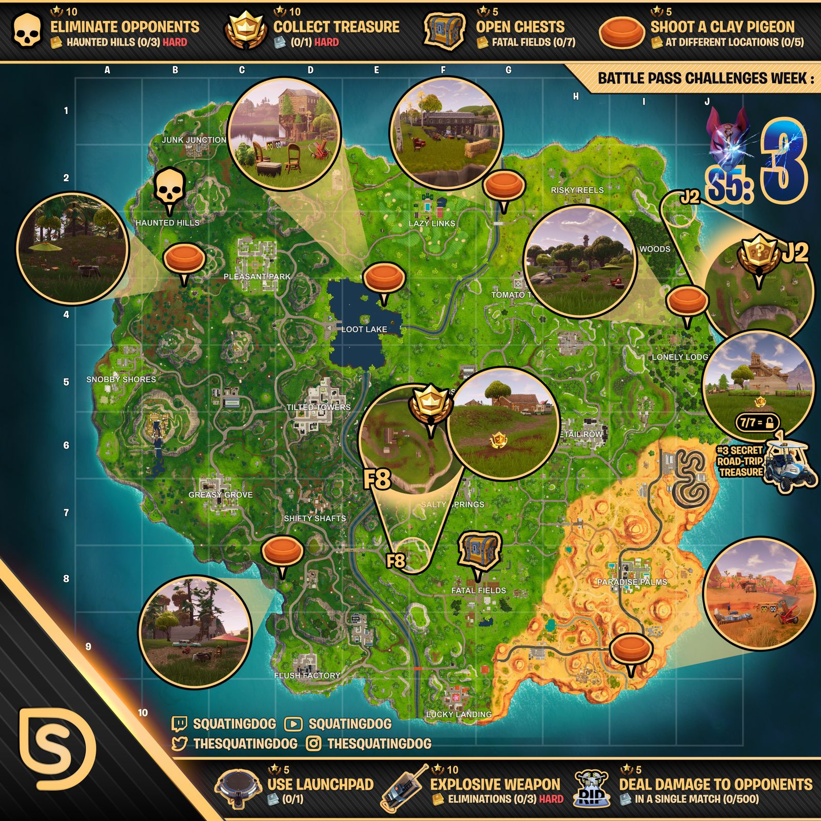 Cheat Sheet map for Fortnite Season 5, Week 3