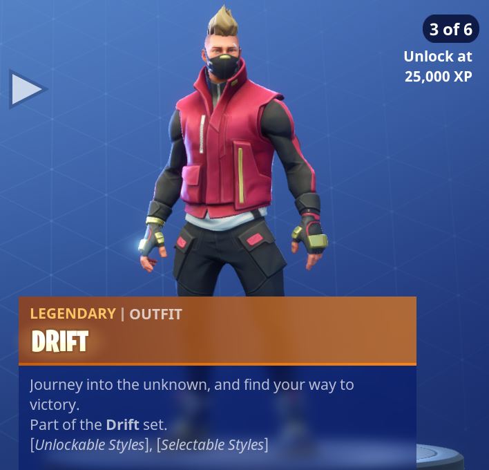 Fortnite Season 5 Battle Pass Tier 1 Drift Skin/Outfit Style 3