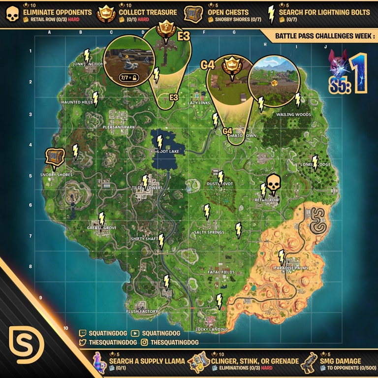 Fortnite Season 5 Week 1 Cheat Sheet Map