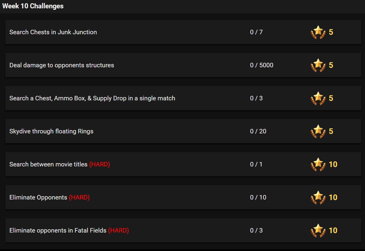 Fortnite Season 4, Week 10 Leaked Challenges