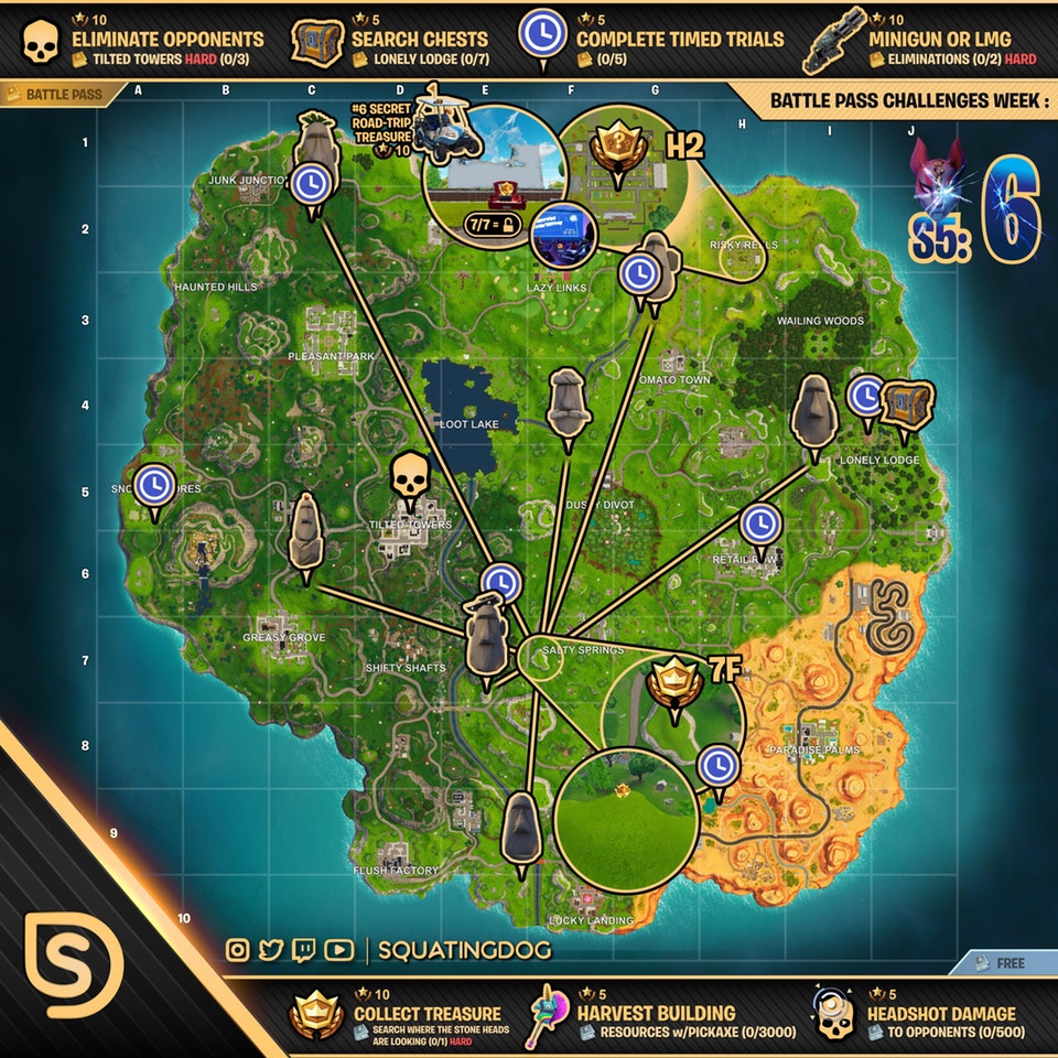 Fortnite Cheat Sheet Map Season 5, Week 6