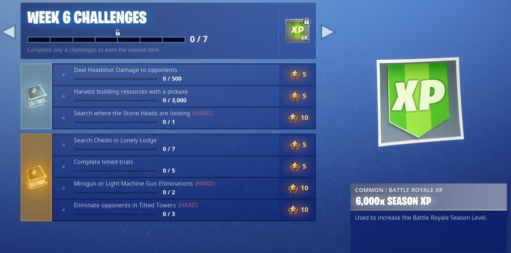 Fortnite Season 5, Week 6 Challenges