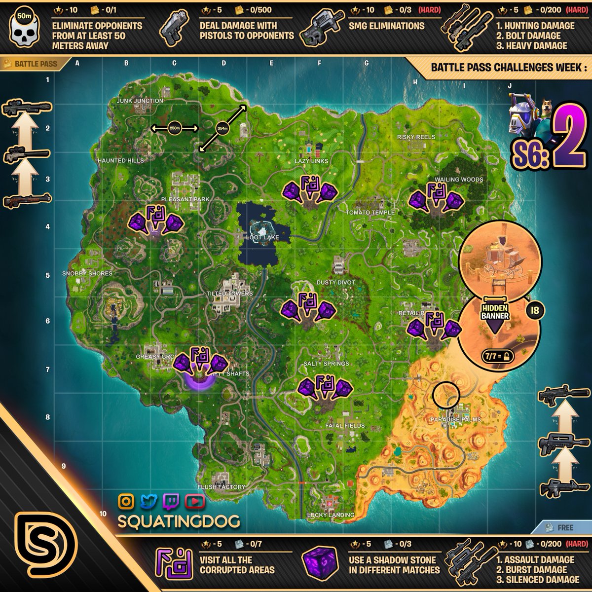 Cheat sheet fortnite season 6 week 2 challenges
