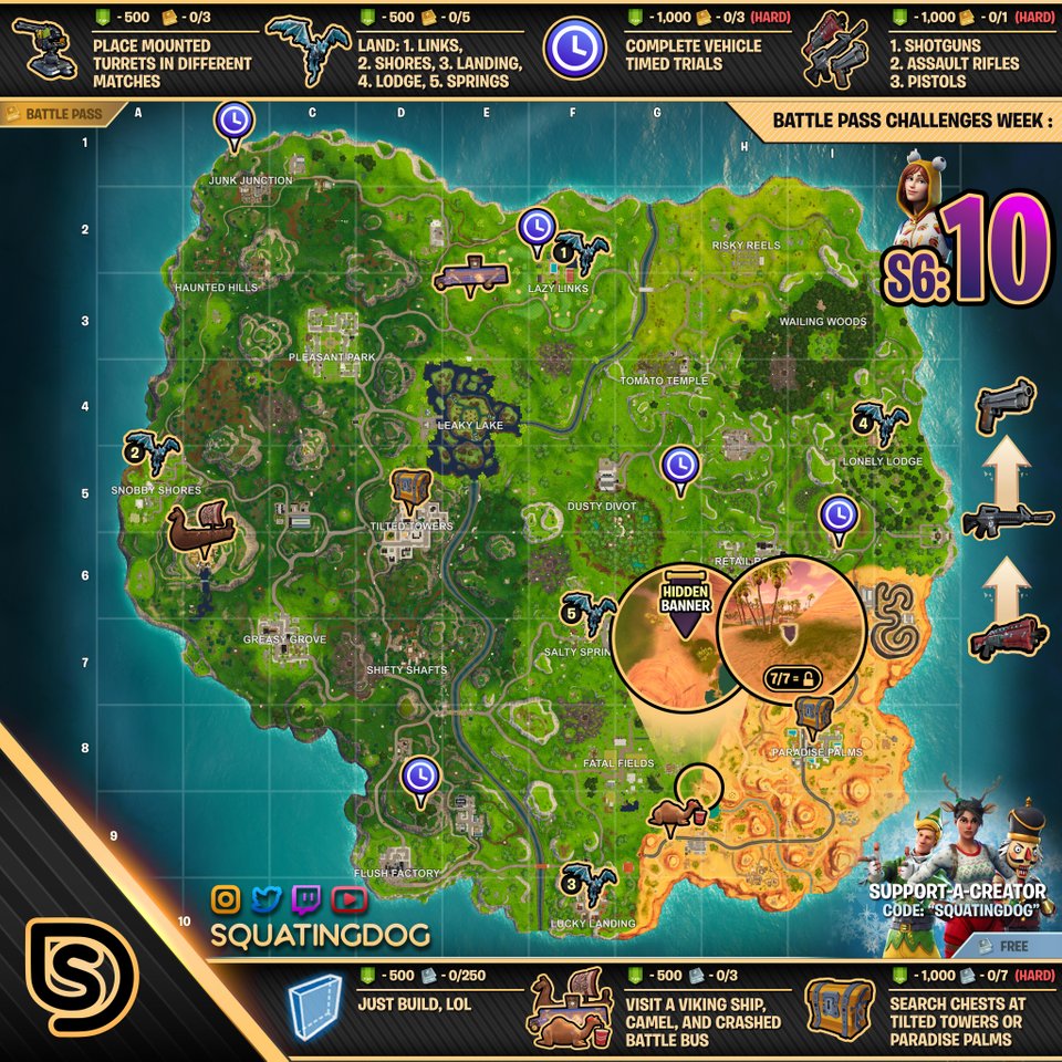 Fortnite Cheat Sheet Map Season 6 week 10