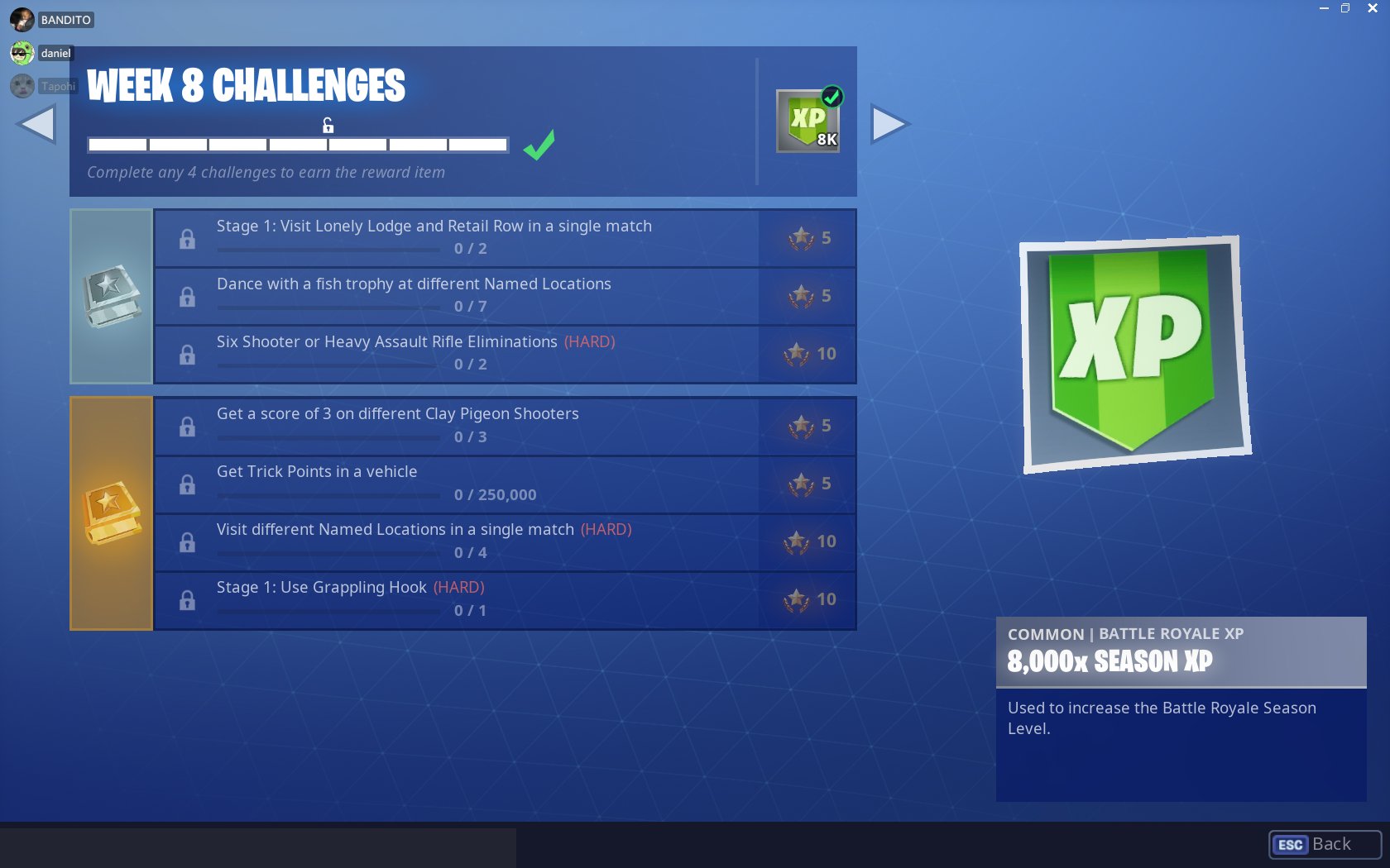 Fortnite Season 6, Week 8 Leaked Challenges