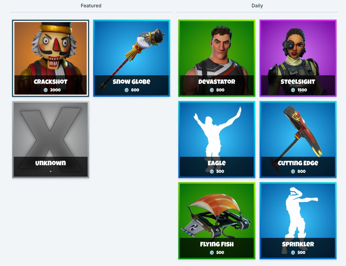 Fortnite Item Shop 20th December