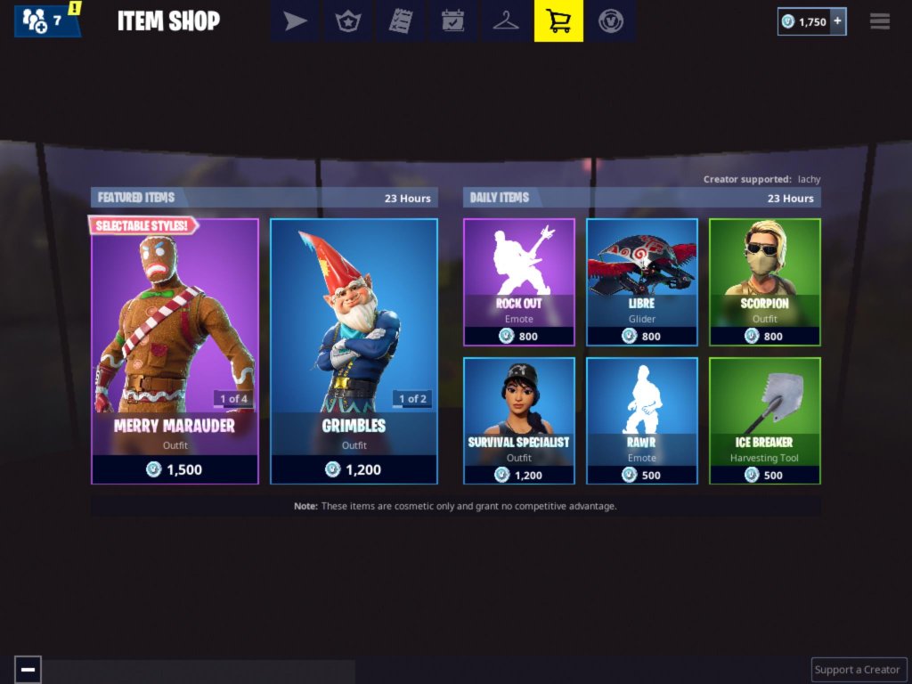Fortnite Item Shop 23rd December - Grimbles Skin & Cold Snap Pickaxe