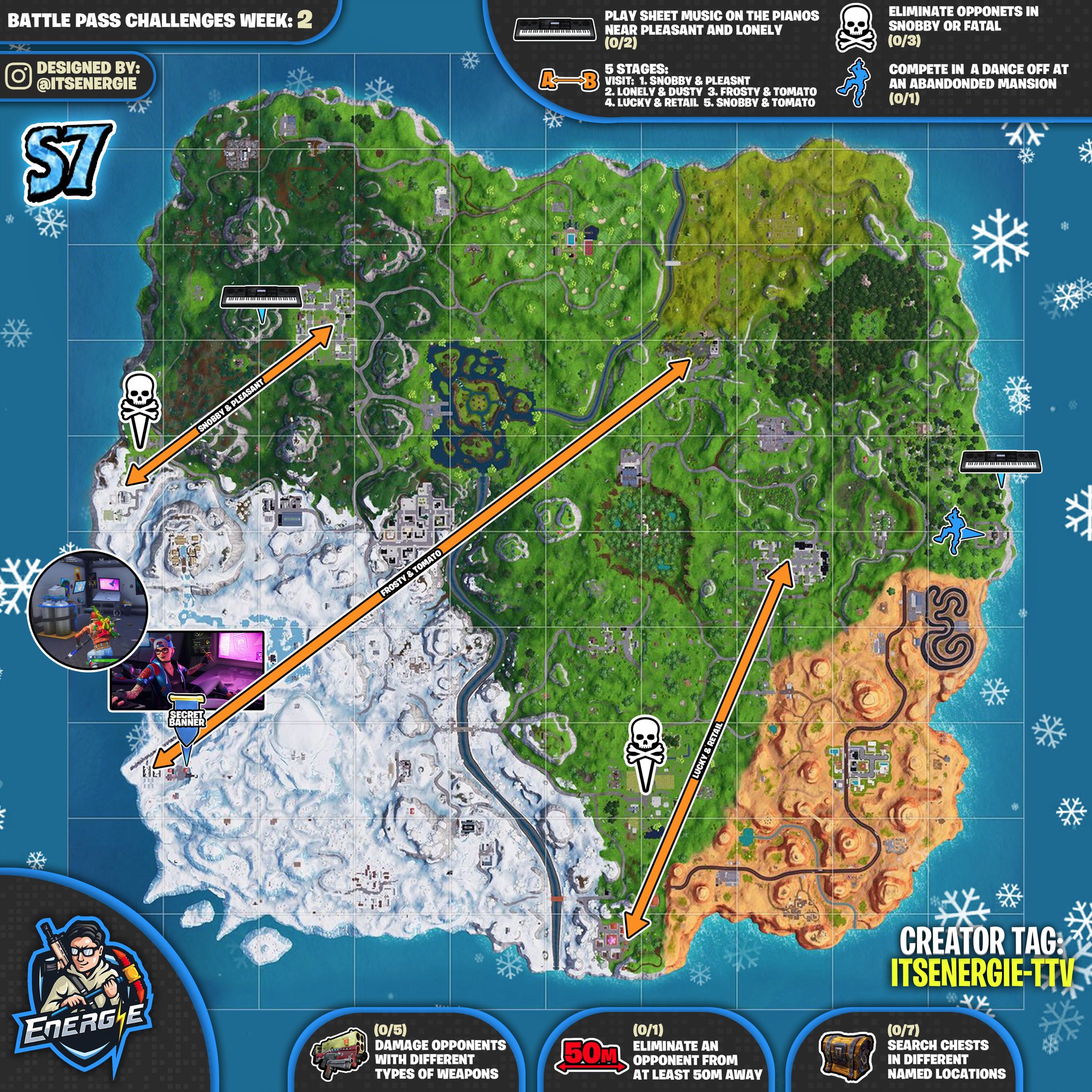 Fortnite Season 7, Week 2 Cheat Sheet