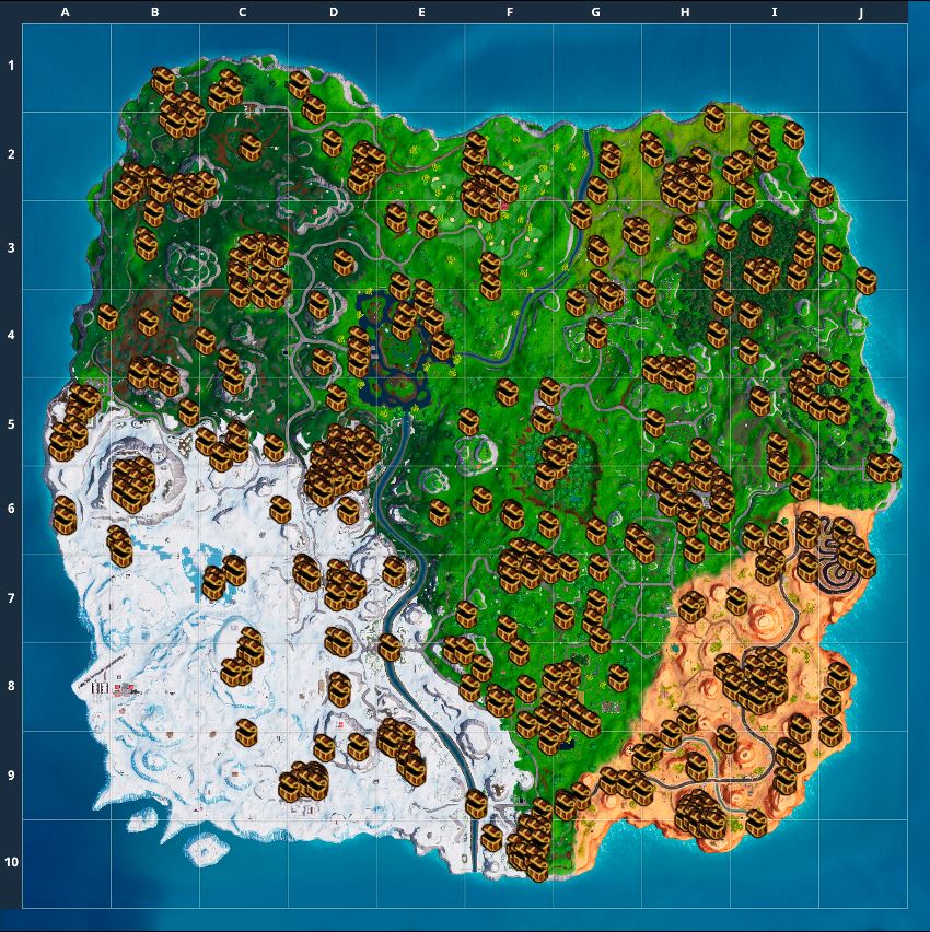 14 Days of Fortnite Day 14 Challenge - Fortnite Chests Locations Map