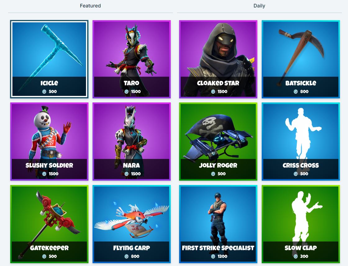 Fortnite Item Shop 9th January