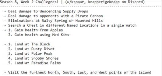 Fortnite Season 8, Week 2 Leaked Challenges