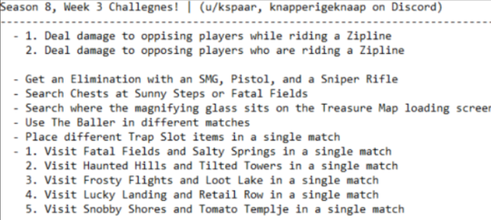 Fortnite Season 8, Week 3 Challenges