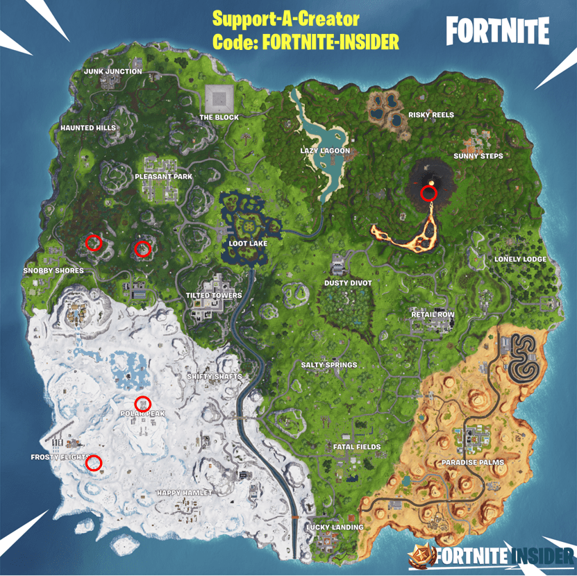 Fortnite Challenge Season 8, Week 6 - Highest Elevations Map