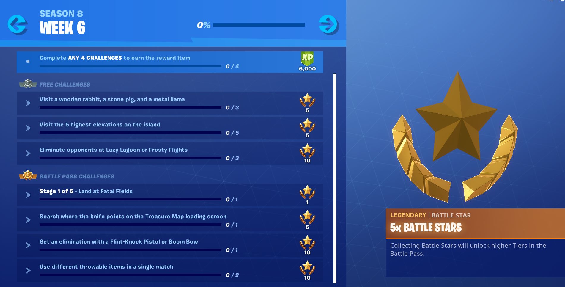 Fortnite Season 8, Week 6 Challenges
