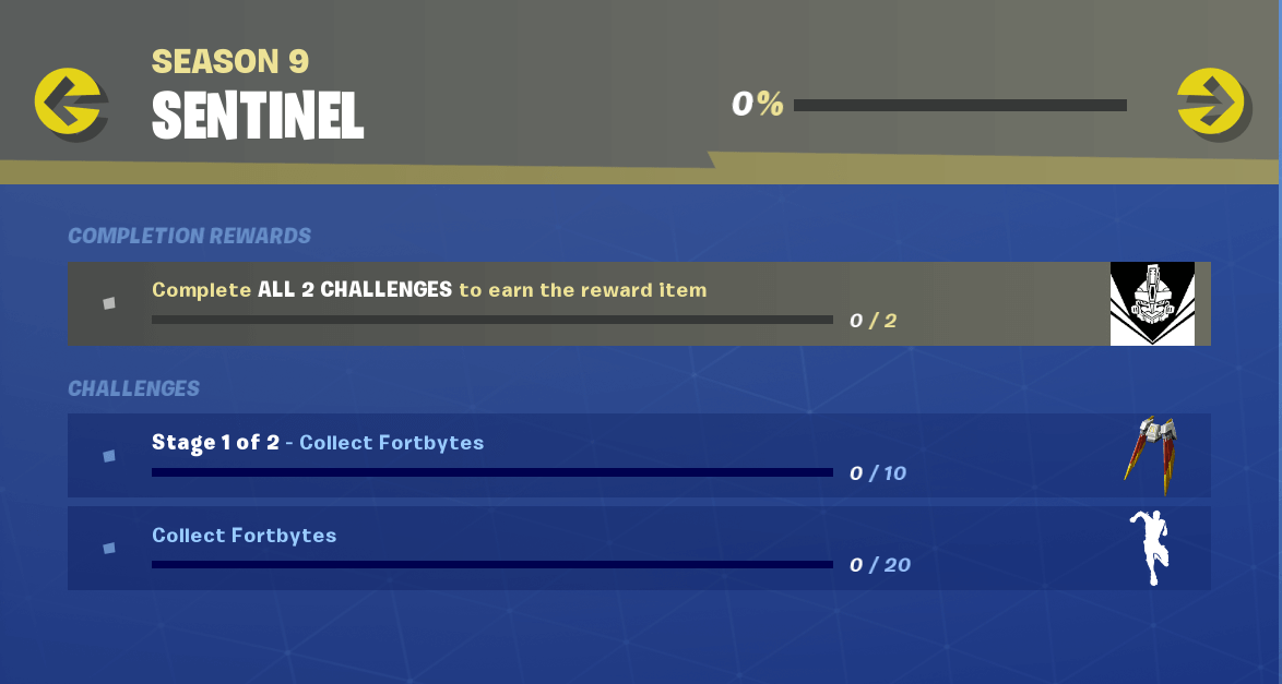 Fortnite Season 9 Battle Pass Sentinel Skin Challenges