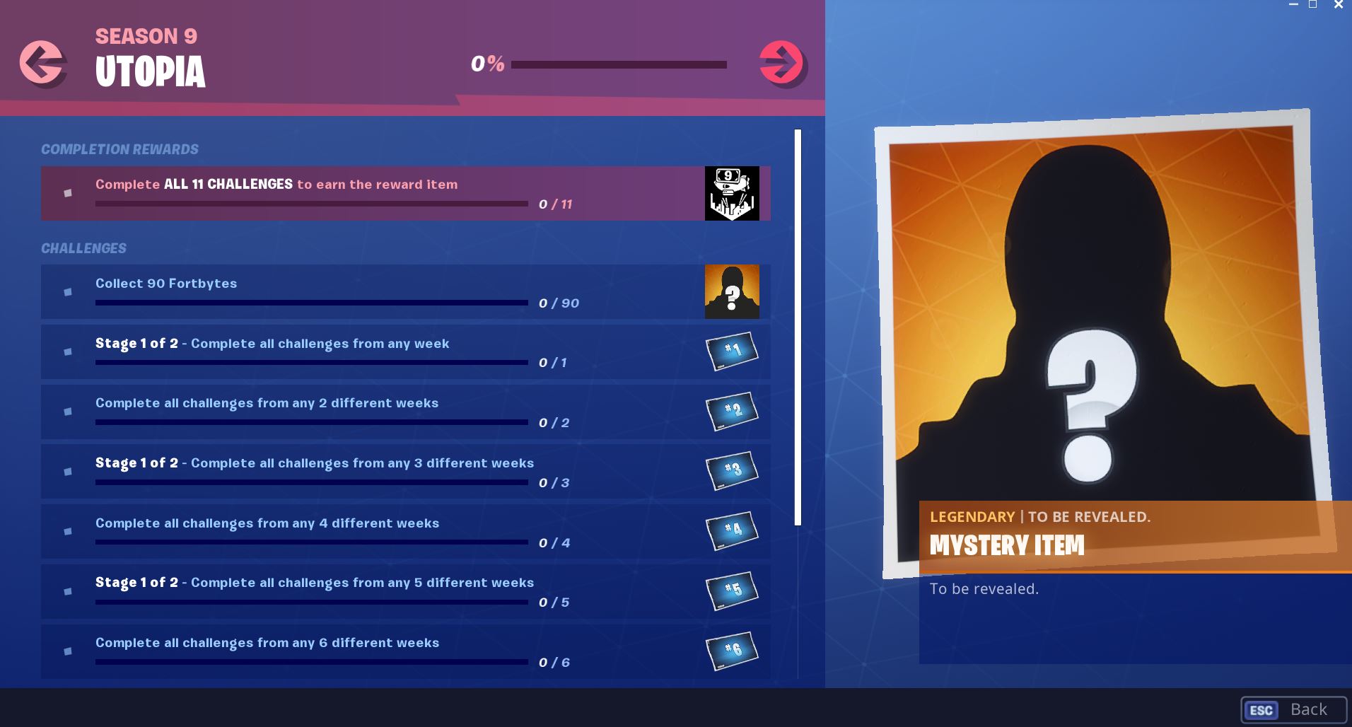 Fortnite Season 9 Utopia Challenges