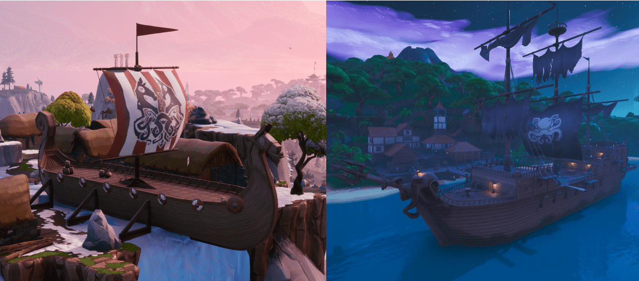 Fortnite Challenge - How and Where to Collect Wood from a Pirate Ship or Viking Ship