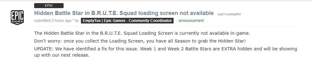 B.R.U.T.E Loading Screen Hidden Battle Star Week 1 Issue