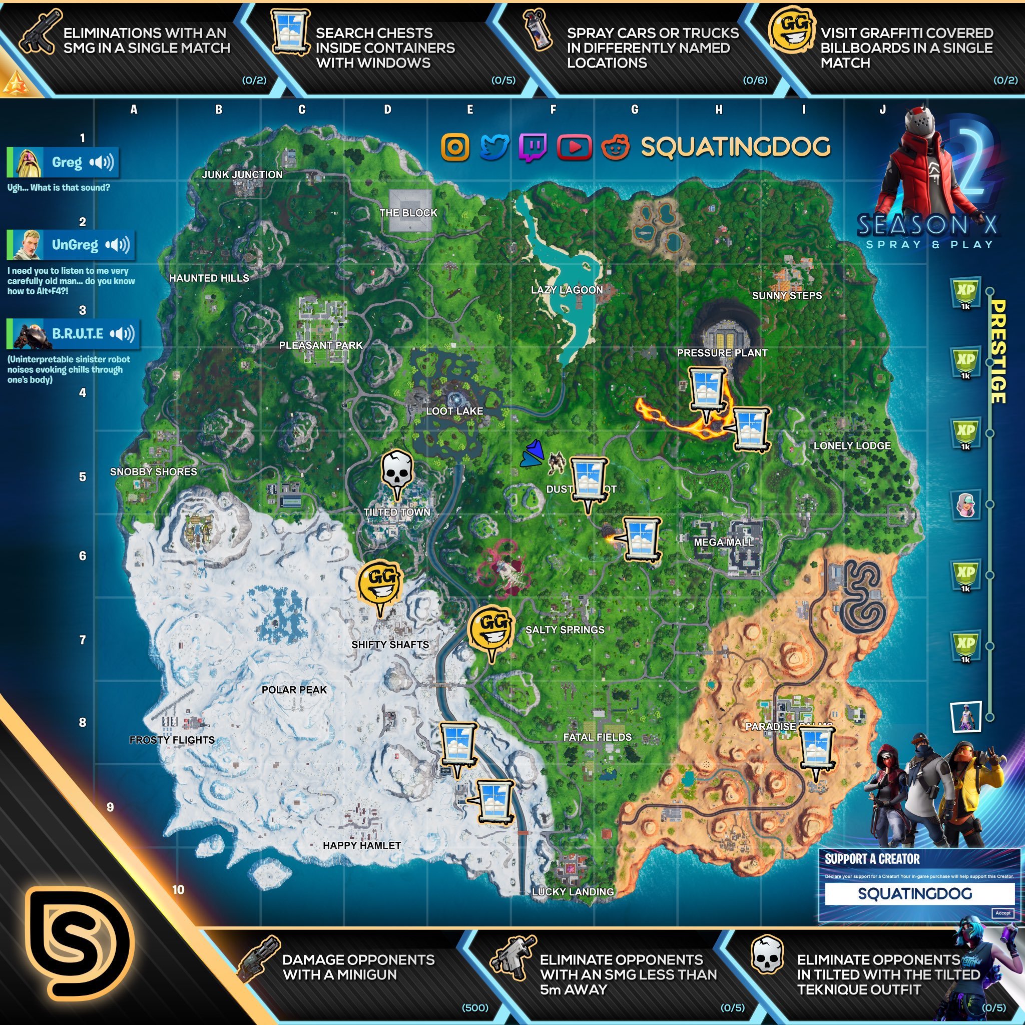 Fortnite Season X Week 2 Spray & Pray Prestige Challenges Cheat Sheet