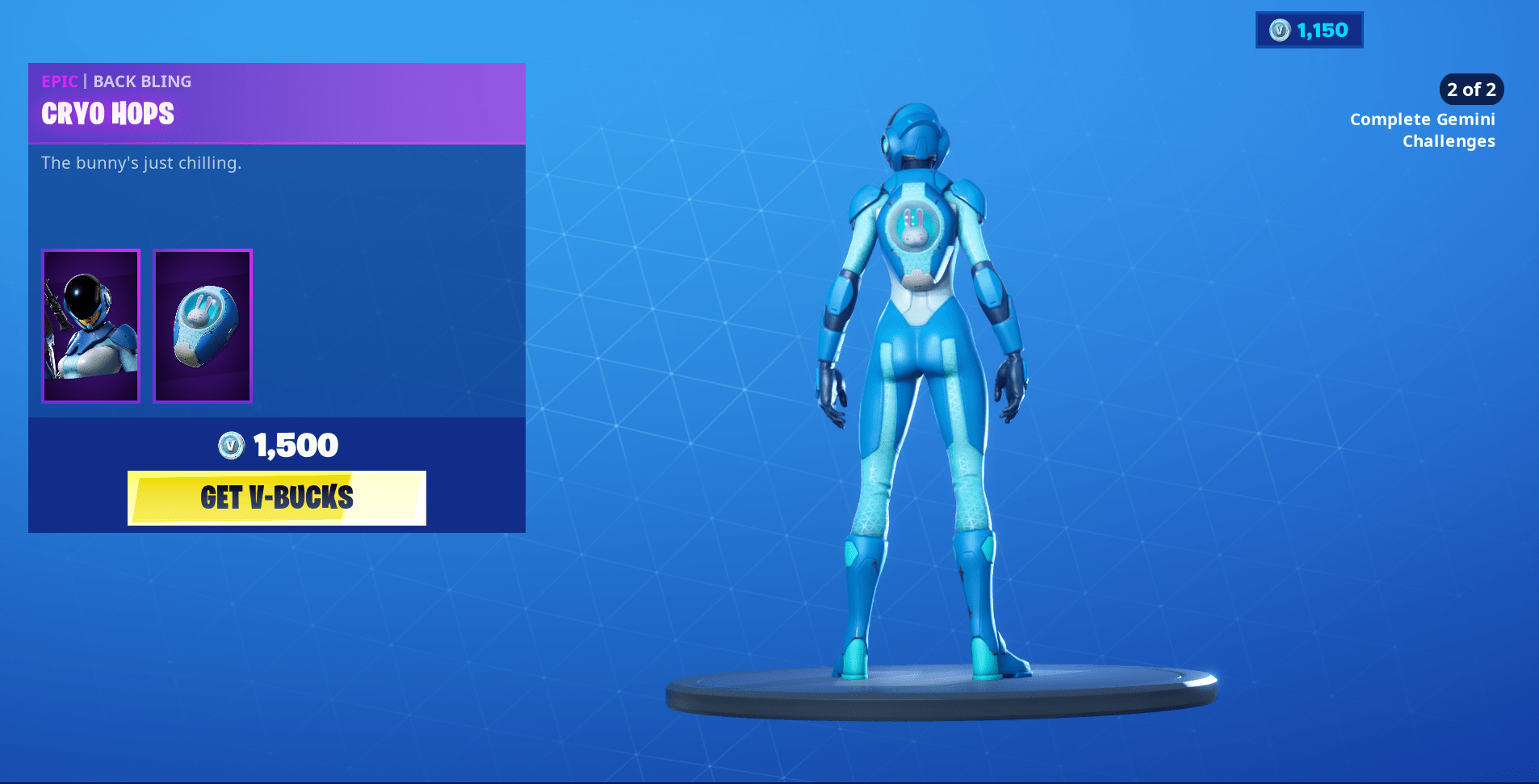 Fortnite Astro Assassin Cryo Hops Back Bling Glitch