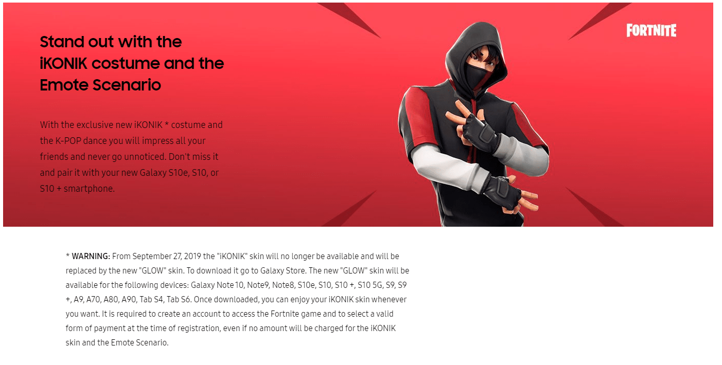 Fortnite Ikonik Samsung Skin Promotion Ending Soon
