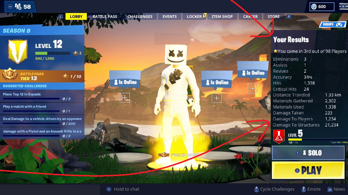 Fortnite Last Game Statistics Concept