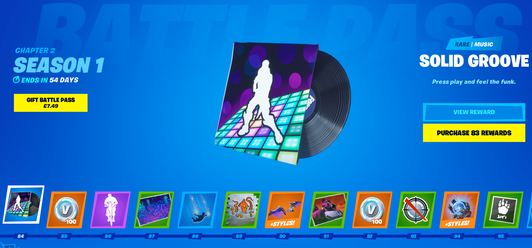 Fortnite Chapter 2 - Season 1 Battle Pass 84-95