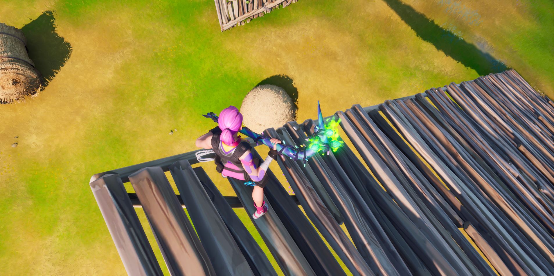 Save yourself from fall damage by landing in a hideout