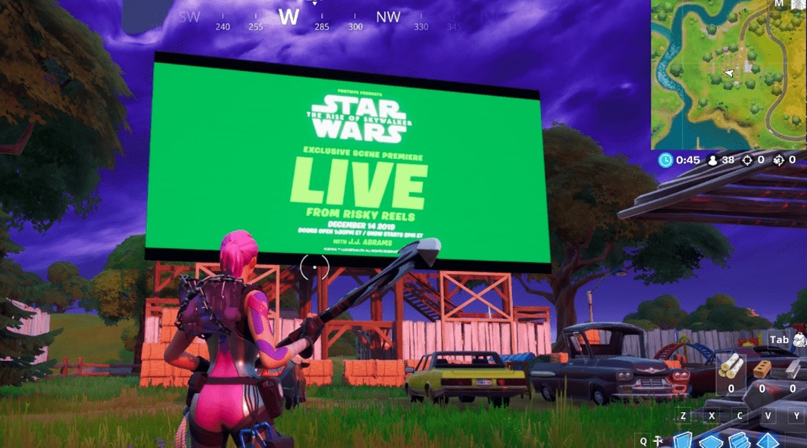 Fortnite Star Wars Screening In Game At Risky Reels