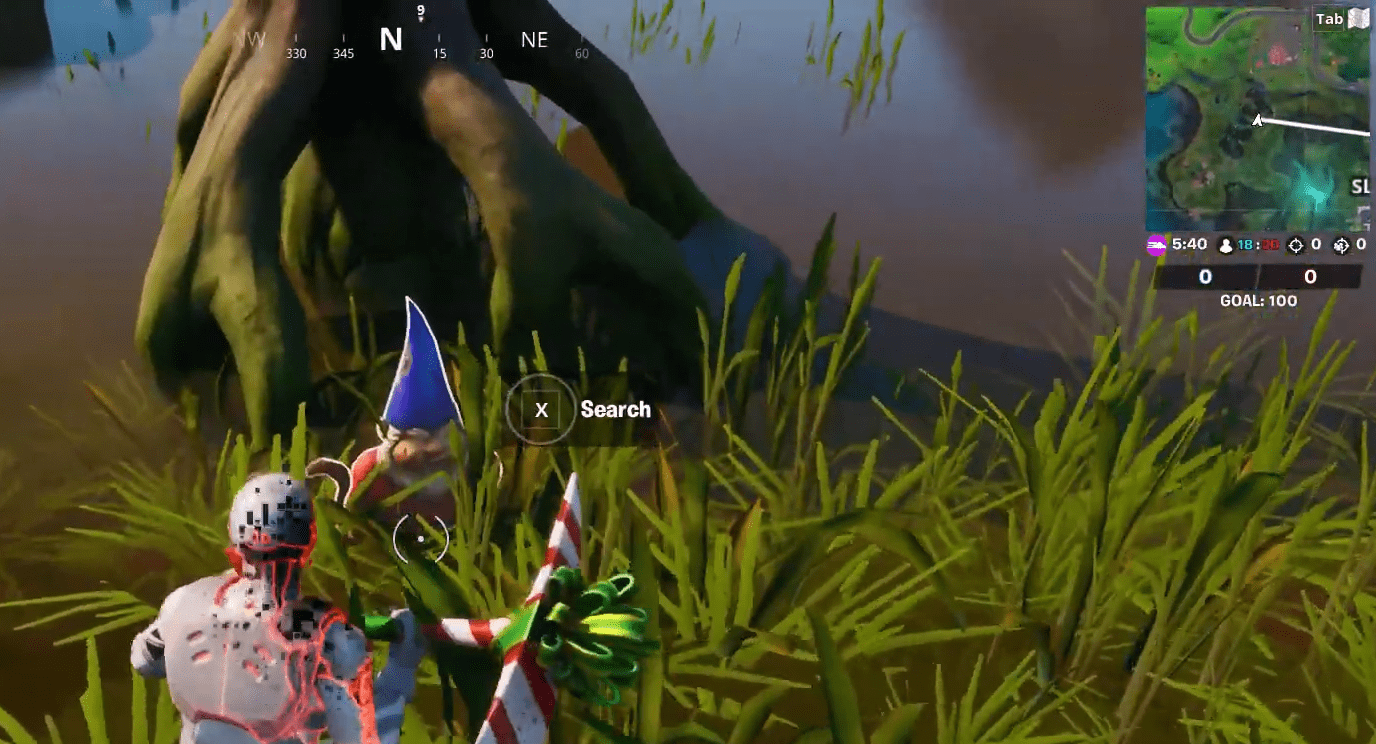 Fortnite Search the Hidden Gnome Found inbetween Lodjam Woodworks, a Wooden Shack, and a Bucket Tree