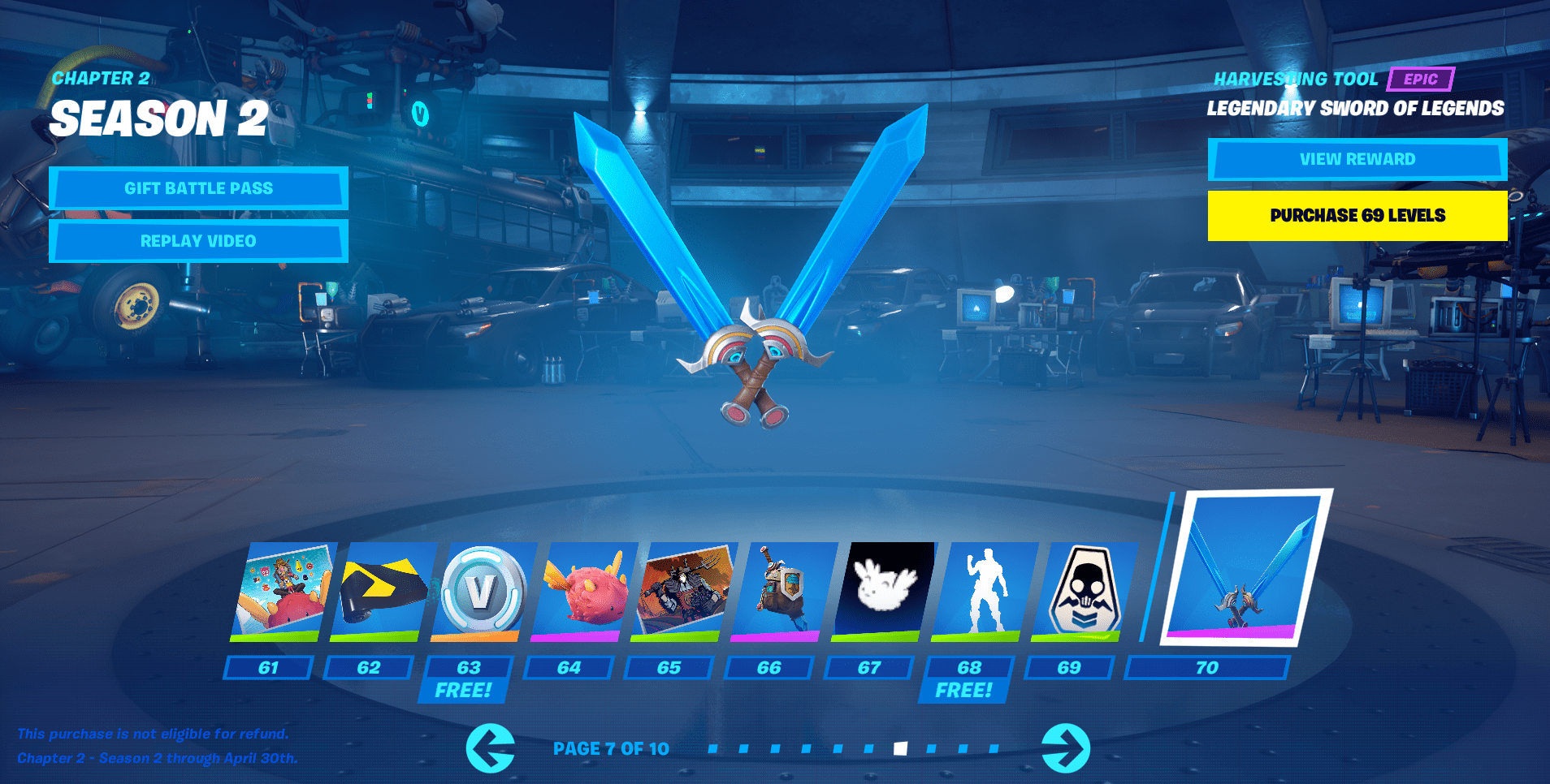 Fortnite Chapter 2 Season 2 Battle Pass - Lvl 61-70