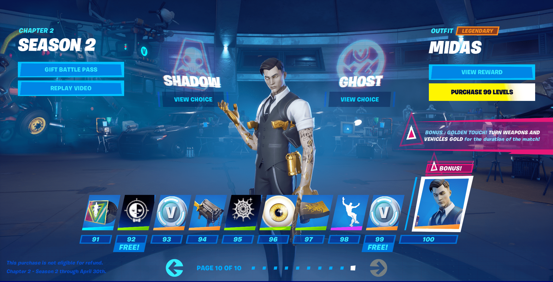 Fortnite Chapter 2 Season 2 Battle Pass - Lvl 91-100