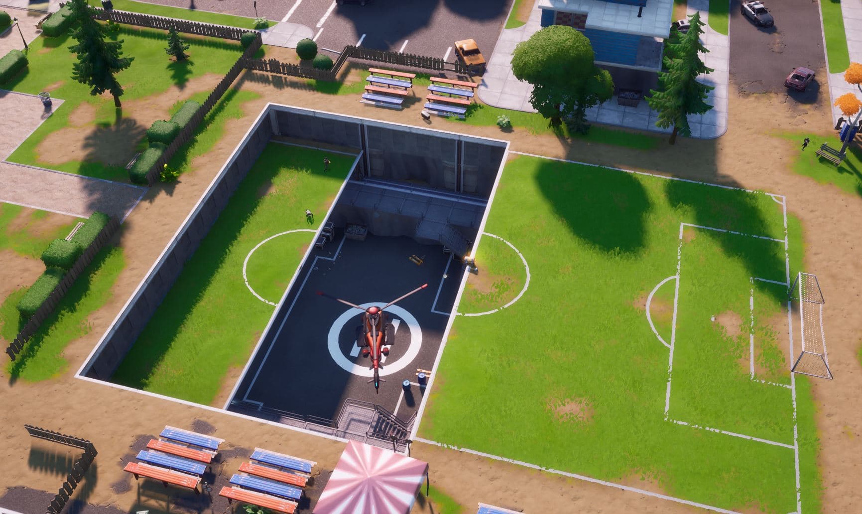 Fortnite v12.20 Map Changes - Pleasant Park Helipad