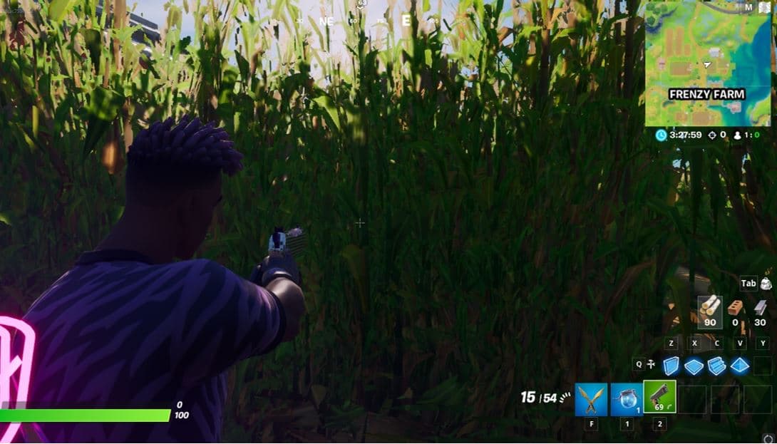 Fortnite Deal damage from inside a cornfield at Frenzy Farm