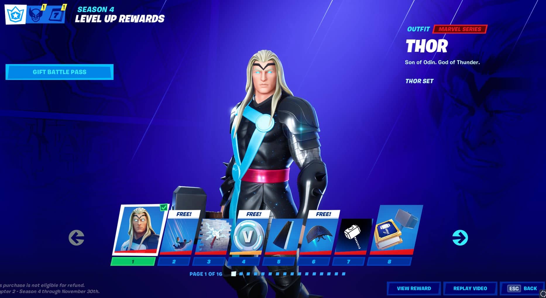 Fortnite Chapter 2, Season 4 Battle Pass Level 1 - 8
