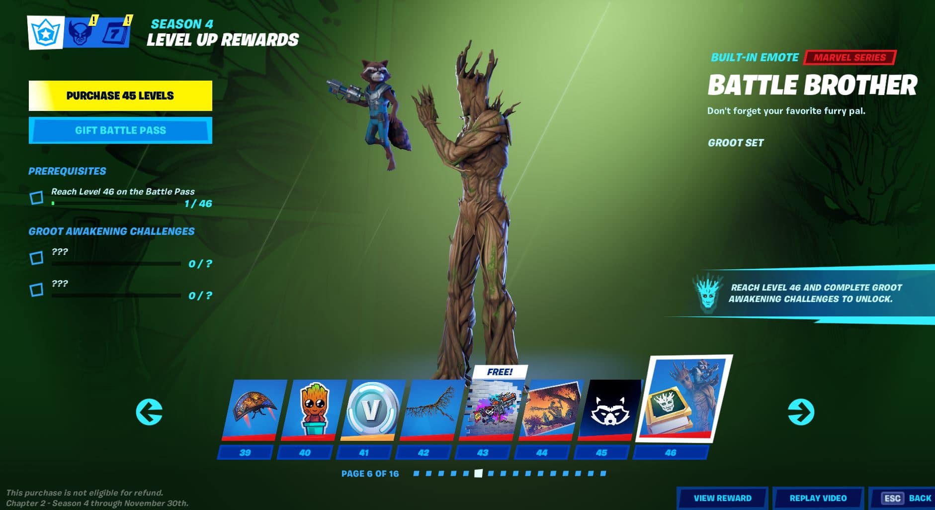Fortnite Chapter 2, Season 4 Battle Pass Level 39 - 46