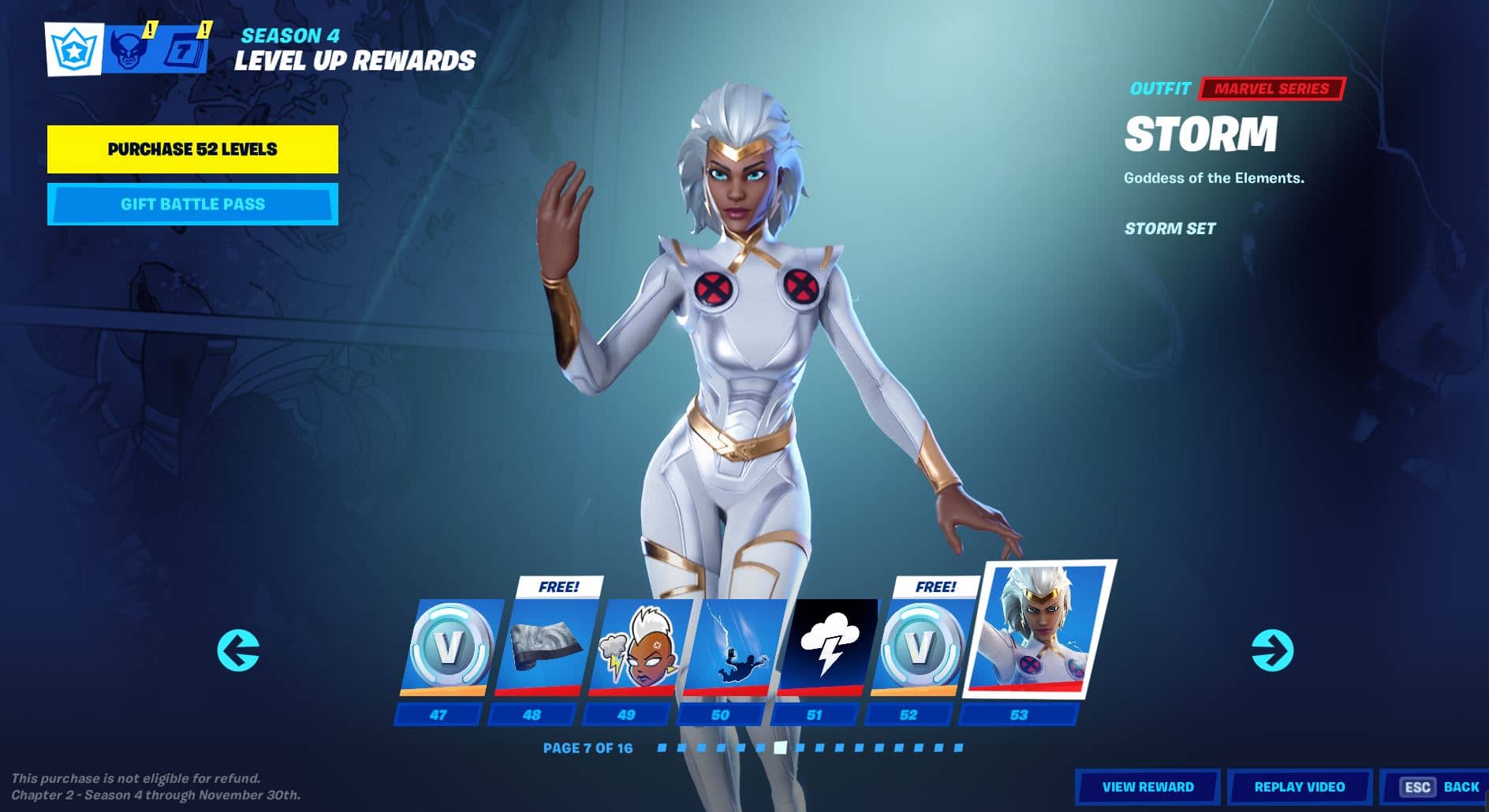 Fortnite Chapter 2, Season 4 Battle Pass Level 47 - 53