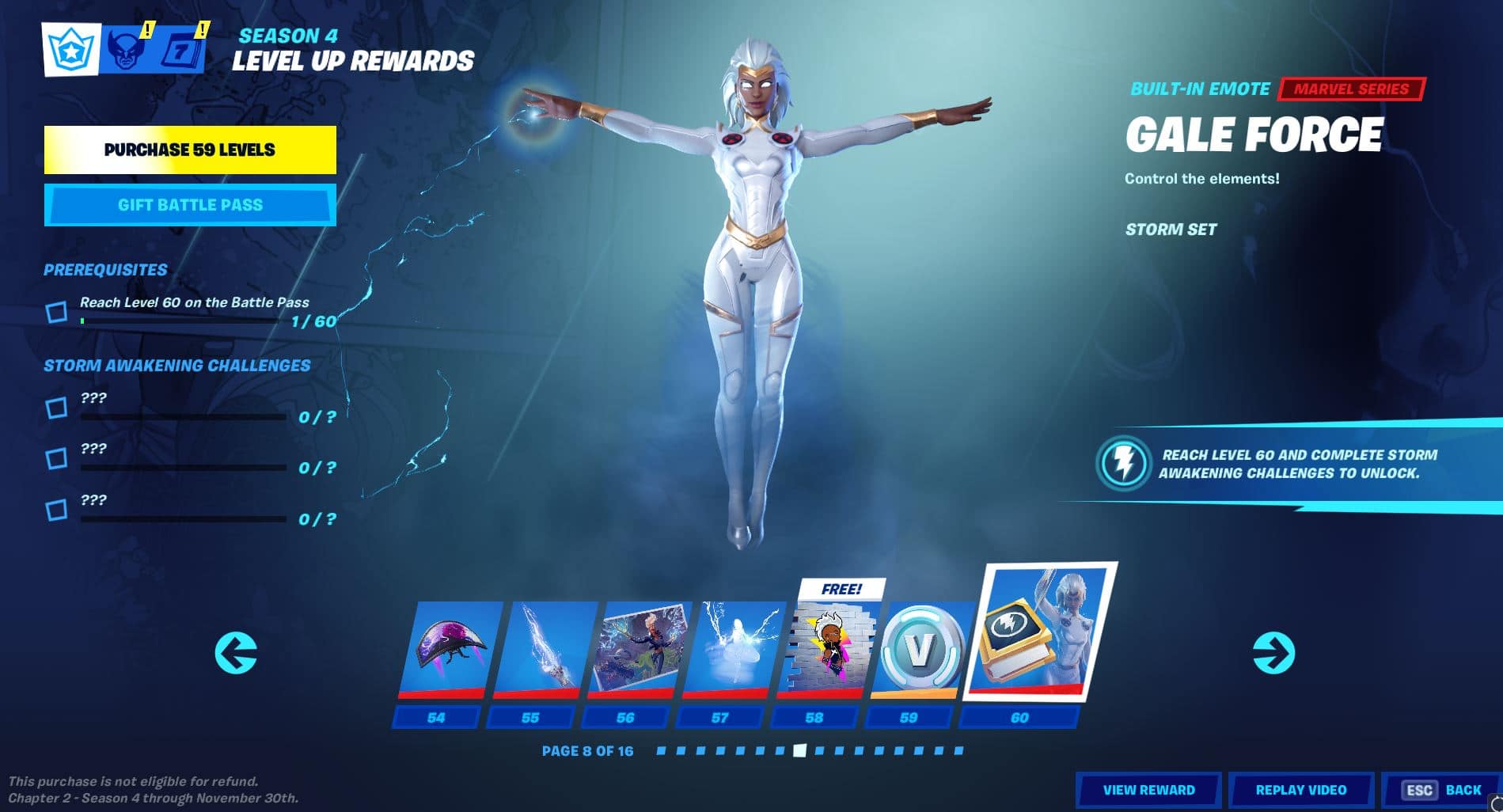 Fortnite Chapter 2, Season 4 Battle Pass Level 54 - 60
