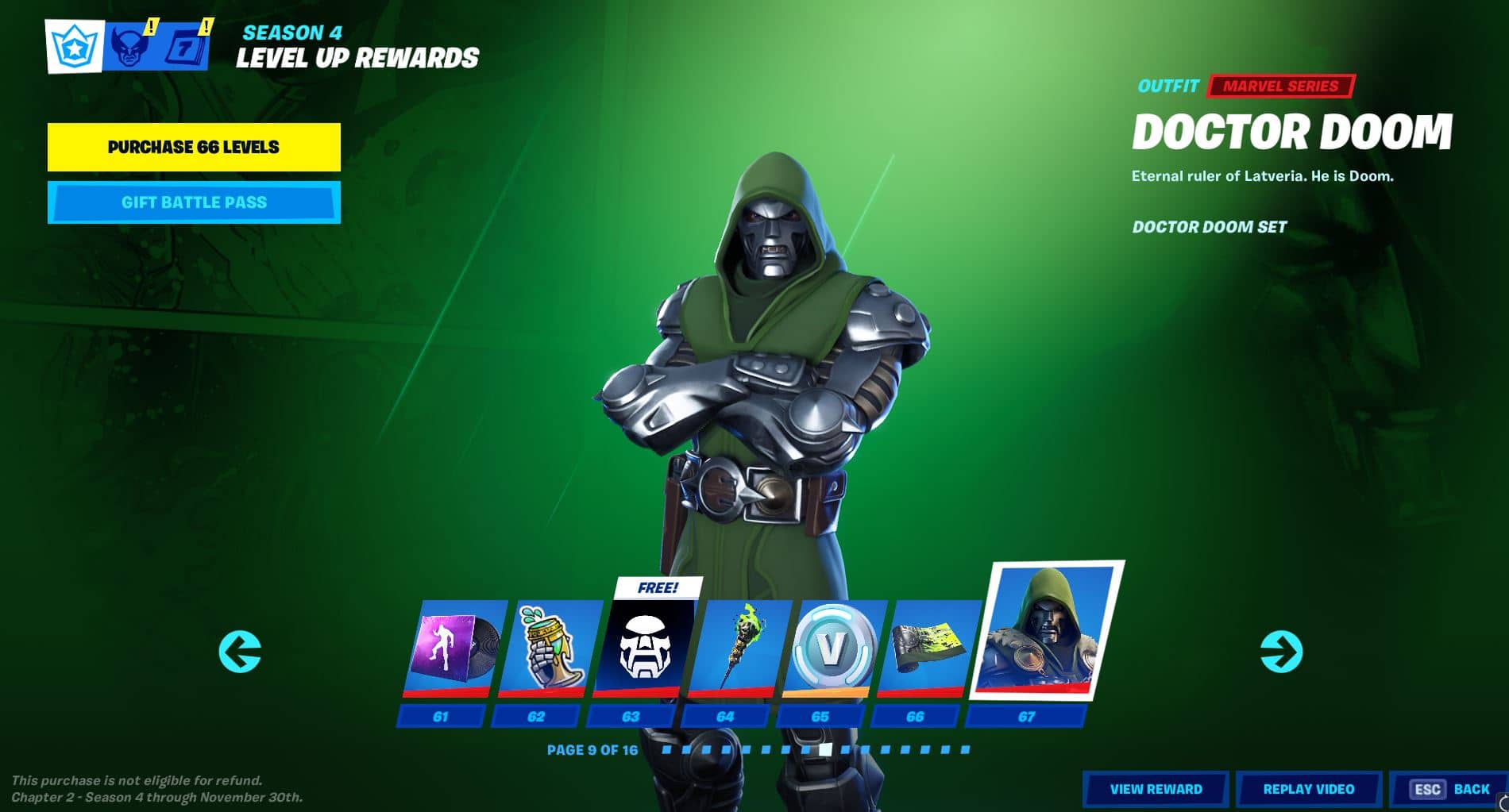 Fortnite Chapter 2, Season 4 Battle Pass Level 61 - 67