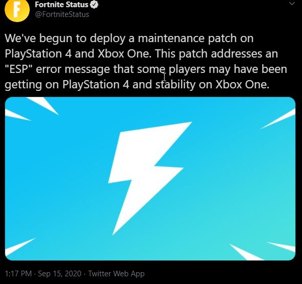 Fortnite Update 15th September