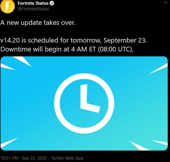 New Fortnite update v14.20