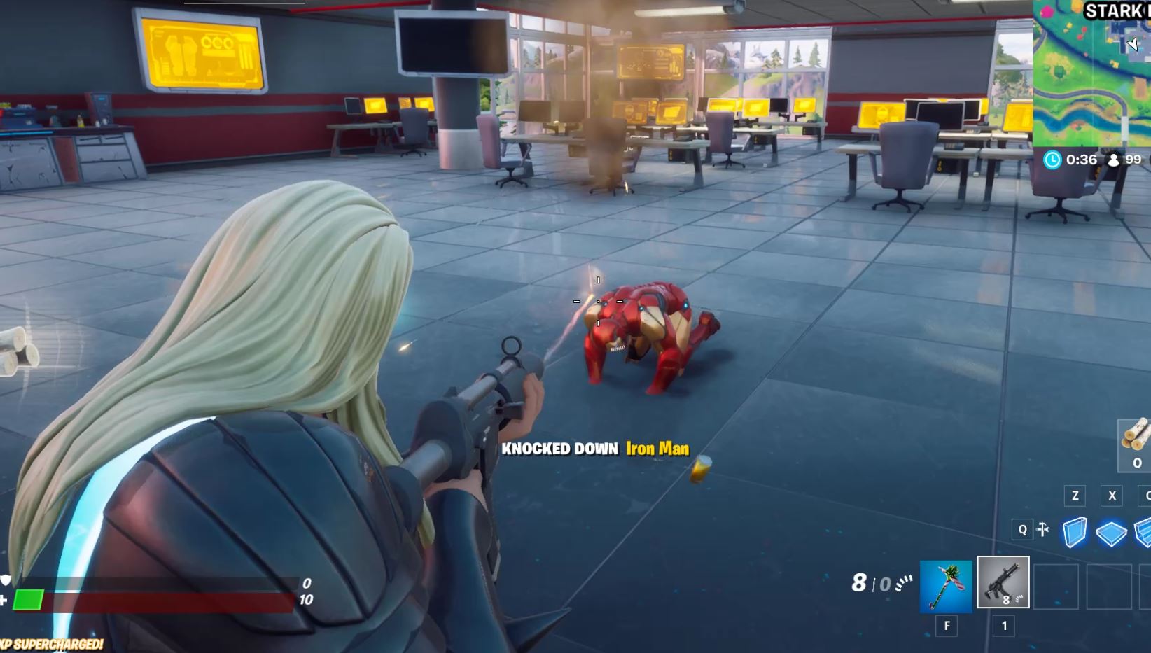 eliminate Iron Man at Stark Industries fortnite