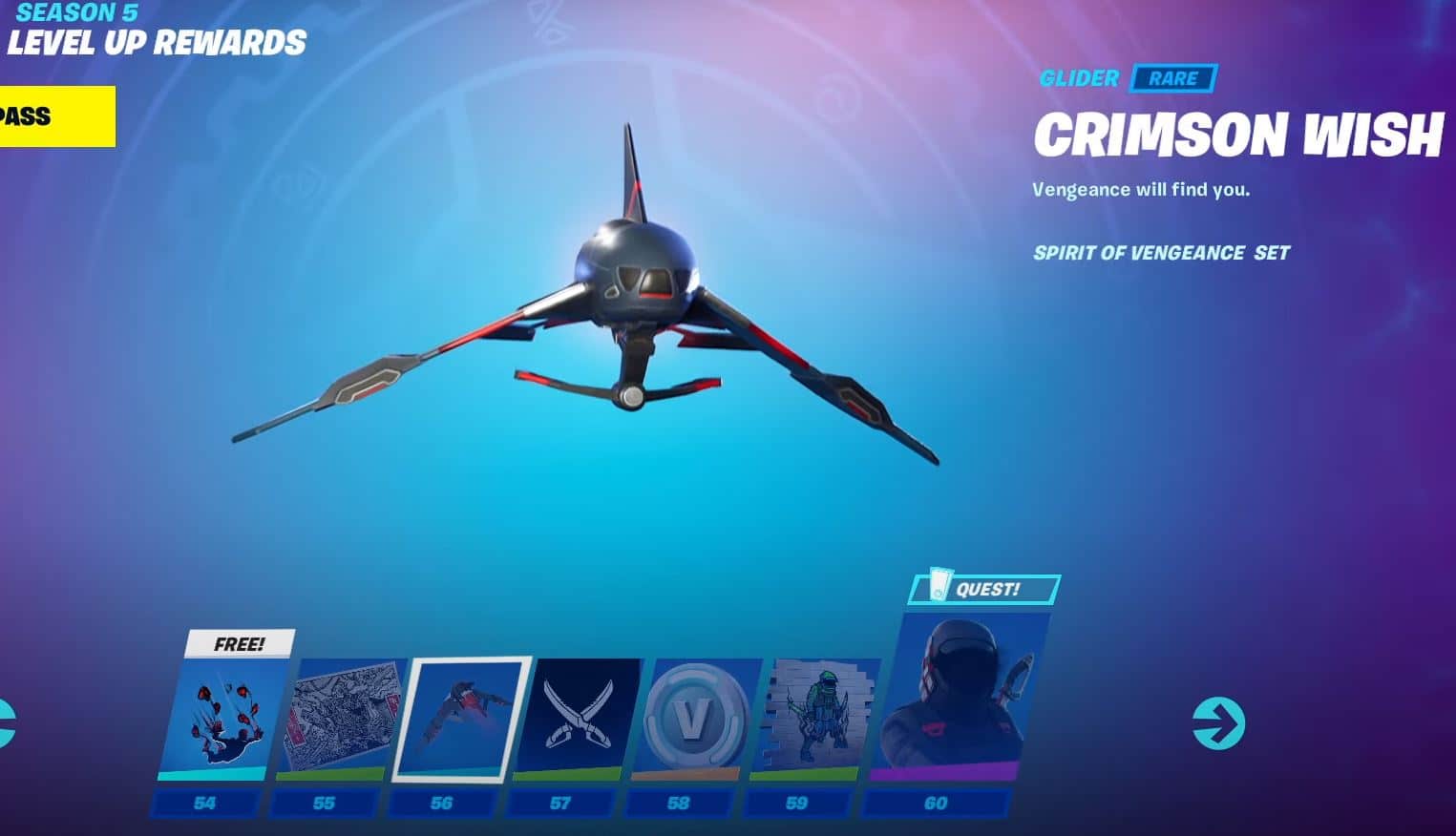 Fortnite Chapter 2, Season 5 Battle Pass - Level 54-60