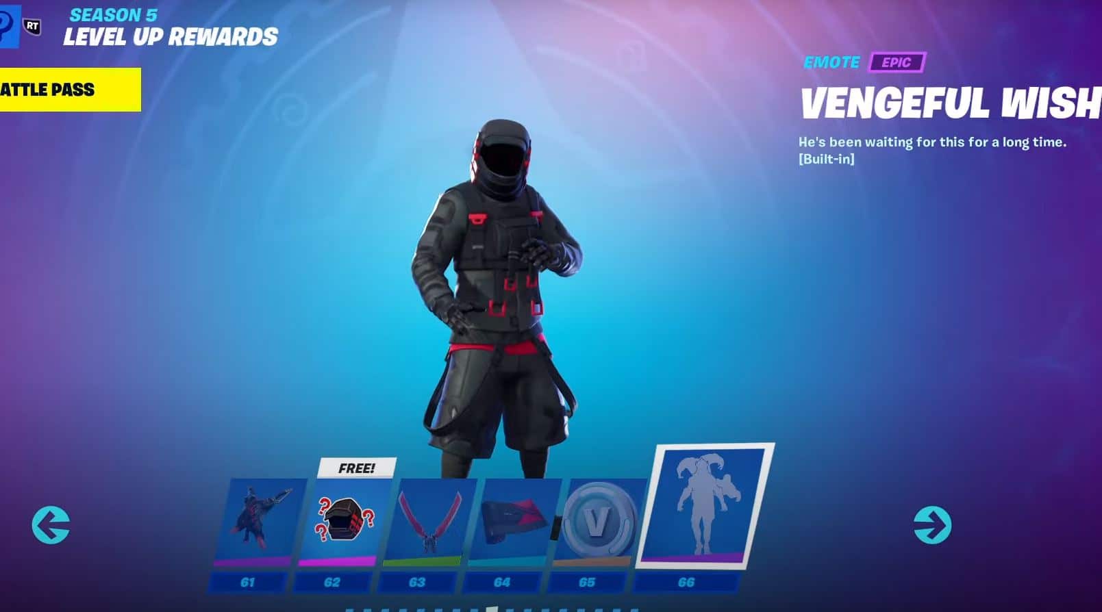 Fortnite Chapter 2, Season 5 Battle Pass - Level 61-66